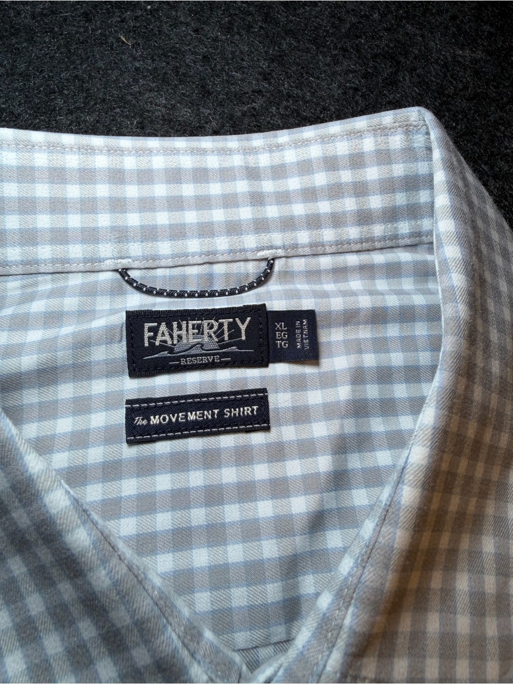 Faherty Light Blue and White Gingham Button-Down Shirt